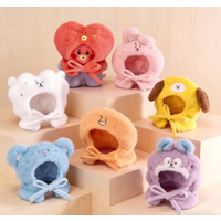 BT21 Kawaii Anime Travel Series Plush Headgear-Cute Cartoon Cooky Chimmy Shooky Rj Mang Koya,with Concert Light Set & Doll Cape