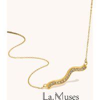 La. Muses Zircon Wave Shaped Pendant Stainless Steel Women's Necklace PVD Gold Plated Fashion Jewelry Accessories