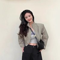 Solid Color Sun Protection Clothing for Women in Summer Thin Cut Drawstring Zipper Cardigan Long Sleeved Short Sports Top