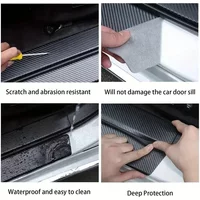 4PCS/5PCS Sport Carbon Fibre Threshold Protection Strip - Universal, Anti-scratch, Anti-collision, Door Decorative Sticker