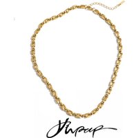 Yhpup Stainless Steel Chain Necklace for Women Summer Trendy Personality Texture Collar Neck Fashion Jewelry PVD Waterproof