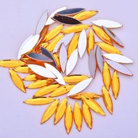 JUNAO 500Pcs 4*15mm Topaz Color Horse Eye Rhinestones Applique Flatback Crystals Stones For Wedding Dress Decoration