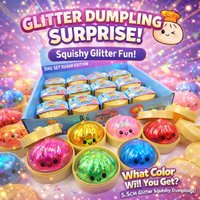 Glitter Colorful Dumpling Squishy Stress Ball Slow Rebound Squeeze Toy Decompression Prank Surprise Blind Box Gift