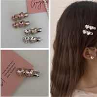 Rhinestone Love Heart Hairpins Y2K Pink Women Girls Sweet Cool Barrettes Women Korean Fashion Hiphop Hair Clip Style Accessories