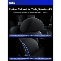 BJBT For Tesla Model 3 Y Seat Headrest Travel Rest Suede Neck Pillow Cushion Lumbar Memory Foam Pillows Car Accessories