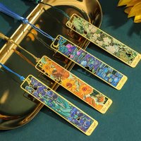 Vintage Oil Painting Metal Bookmarks Hollow Hot Travel Use Vintage Oil Painting Metal Bookmarks Hollow Hot Stamping Tassel Kit