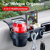 Multifunctional Car Cup Stand Phone Holder Mount with Storage Tray Side Door Window Hanging Organizer for Auto Interior