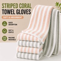 Thick Striped Bath Towel Set Coral Fleece Towel Soft Absorbent Quick Dry Home Bathroom Washcloth Set for Home