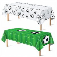 Soccer Disposable Tablecloth Green White Table Cover for Soccer Theme Birthday Party Sports Event Decoration Supplies