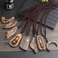 Stone Pendant Sandalwood Pendant Abacus Buddhist Jewelry Accessories Women Necklace Long Sweater Chain Wooden Bead Necklace