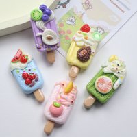 2pcs Big card DIY resin flatback cabochons fruit ice cream ice cream handmade headgear keychain accessories
