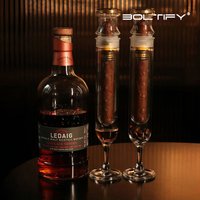 BOLTIFY 2026 New Clear glass cigar tube with hygrometer, portable cigar case with base protection cigar moisturizer