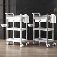 Professional Beauty Salon Cart - Lightweight Plastic Mobile Trolley with Wheels for Cosmetic Instruments & Equipment Storage