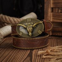 Ceinture décontractée, individuelle et rétro, accessoire vestimentaire de style western, boucle en métal, ceinture en PU, convient aux hommes et aux femmes