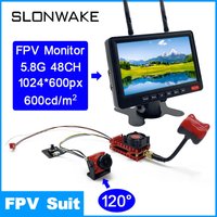 Over 20Km Range 5.8Ghz 2W FPV Transmitter launcher 2000MW 48CH build in microphone and 1200TVL fpv camera + 7 inch IPS monitor