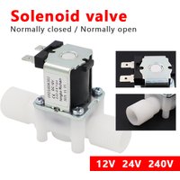 Vanne de contrôle d'eau magnétique électrique en plastique 12V 24V 220V, 1 pièce, interrupteur d'électrovanne normalement fermé 1/2''
