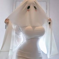 2026 New Arrival In Stock Cosplay Halloween Cute Ghost Spirit Costume Dress Women's Bodycon Two-Way Mermaid Skirt