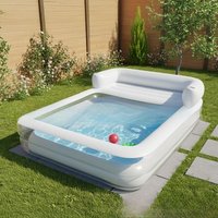 Household inflatable pool with backrest sofa two-in-one thickened environmentally friendly thickened PVC paddling pool