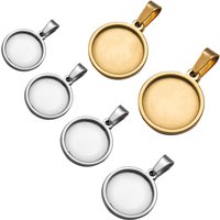 5pcs Stainless Steel Round Bezel Pendant Trays Setting Cabochon Blank Base for DIY Crafting Photo Jewelry Making Accessories