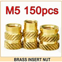 150pcs M5 Brass Hot Melt Heat Insert Nut Knurled Thread Embedment Insertion Double Twill Copper Nuts Embed for Plastic Case