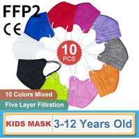 10PCS Kinder FFP2 Gesichtsmaske KN95 Mascarillas 3-12 Kinder Filter Schichten Atemschutzmaske Farben Kind Jungen Mädchen Schützen KN95 Masken