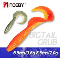 Noeby Soft Lure Grub Worm 6pcs 60mm 85mm Long Tail Jigging Wobblers Artificial Swimbait Carp Bass Trout Leurre Fishing Tackle