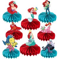 Mermaid Honeycomb Centerpieces, 8PCS Ariel Table Decorations, The Little Mermaid Party Supplies for Birthday Baby Shower Decor