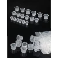 100PCS Disposable Plastic Tattoo Ink Holder Clear Container Tattoo Pigment Cups Cap Permanent Makeup Tattoo Supplies S/M/L Size