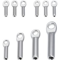 10 Stück 304 Edelstahl-Drahtseilklemmen, 1,5-6mm Crimpklemmen für Seile, Ösenförmige Verbindungsklemmen