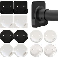 2pcs Drilling Stick Bathroom Wall Adhesive Tension Holder Shower Curtain Rod Shower Rods Holder Curtain Rod Mount Retainer