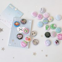 6pcs/Set Cute 25mm Round 4 Leaf Clover Mini Brooch Fashionable Girl Crossbody Bag Decoration Accessories Badge Student Gifts
