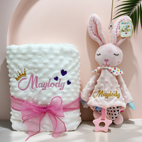 Personalized Baby Blanket Set - Doudou Swaddle Stroller & Crib Sleeping Cover Newborn Shower Gift Birth Gift Custom Decoration