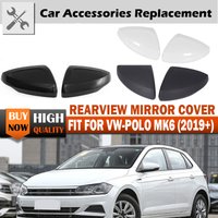 Rhyming Rearview Mirror Cover W/ Turn Signal Hole For VW Polo Mk6 2019-2025 Black/White/Primer Replacement Side Wing Mirror Cap