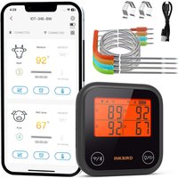 INKBIRD IDT-34E-BW BBQ Thermometer Bluetooth WiFi Dual Mode Wireless Bluetooth Thermometer with Custom Temperature For BBQ Grill
