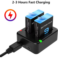 for Gopro Hero 12 11 10 9 Black Smart Dual Port Slot Dual Battery Charger with Usb Cable Action for Go Pro Camera Accessories