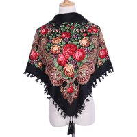 Hijab Ukrainian Embroidery Style Headscarf for Women Square Print Warm Due Head Cotton Blend Scarf Vintage Bandana Shawl 35.5in