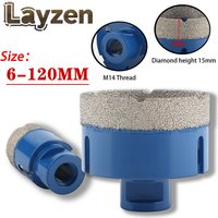 M14 Thread Vacuum Brazed Dry Diamond Drilling Core Bit 6-120mm For Ceramic Tile Granite Marble Porcelain Brick Stone Hole Opener