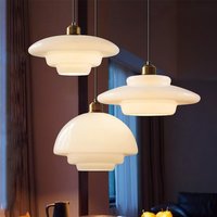 Nordyckie Lampy Wiszące Dekoracyjne LED E27 w Stylu Kremowego Wiatru, Szkło Mleczne, Nowoczesne Oprawy Oświetleniowe, Wyspa Kuchenna, Jadalnia, Sypialnia