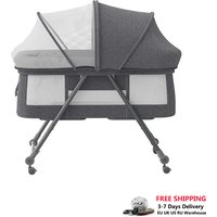 Baby Grab-and-go Travel Cot with Mattress & Silent Wheels, Rocking Crib Convertible, XYT-001