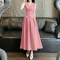 2026 ZANZEA Summer Elegant V Neck Sleeveless Tanks Tops Dress Sets Office Women Outfits Stylish OL Work Skirt Suit 2 Piece Sets