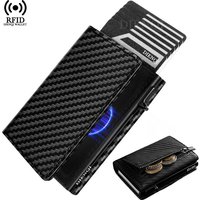 Carbon Fiber Men's Wallet Magnetic Card Holder Coin Purse Money Bag Id Bank Credit Cardholder Trifold Smart Wallets for Men