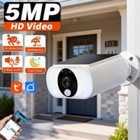 Caméra de surveillance extérieure Tuya Smart Wifi à énergie solaire, 5MP, étanche, avec audio bidirectionnel sans fil pour la sécurité domestique