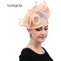 New Fashion Cocktail Tea Party Hat for Women,Wedding Church Feather Floral Headwear,Racing Season Kentucky Sinamay Fascinator