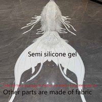 Semi Silicone fish tail Mermaid Glitter Feather Swimsuit Summer Swimming Cosplay Aquarium Adult Performance Gel Swimuit
