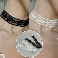 Women Harajuku Gothic Short Choker Collar Necklace New Black White Sexy Lace Flower Necklace Party Fashion Jewlery Accessories