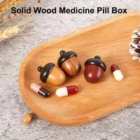 1/2PCS Mini Sandalwood Pill Boxes Portable Granule Storage Box Rescue Tablets Case Small Items Container DIY Acorn Pendants