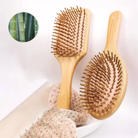 Bamboo Hair Brush Natural Wooden Paddle Comb Anti-static Air Cushion Scalp Massager Tangle Brush for All Hair Types