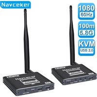 Wirelss USB C Transmitter Receiver with KVM 1080P 100M Wireless HDMI Extender Transceiver for Laptop PC to TV Monitor Projector