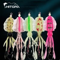 New Soft Squid String Hook Lure for Sea Fishing with Double Hooks Luminous Fakebait Tackle for Saltwater Boat Fishing