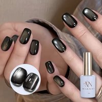 1pcs 12ML 2026 New Black Strobe Glass Bead Pearl Cat's Eye Gel Nail Polish Hot Selling Black Nails Salon Use Nail Stuff